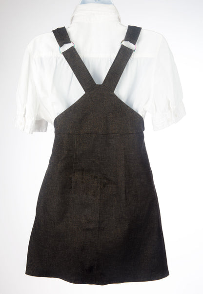 Robe salopette en denim pour filles - Noir avec or - Adolescentes