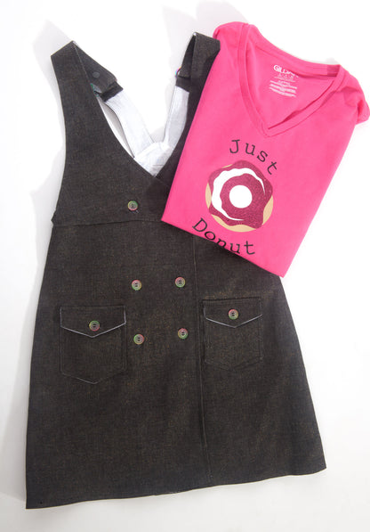 Robe salopette en denim pour filles - Noir avec or - Adolescentes