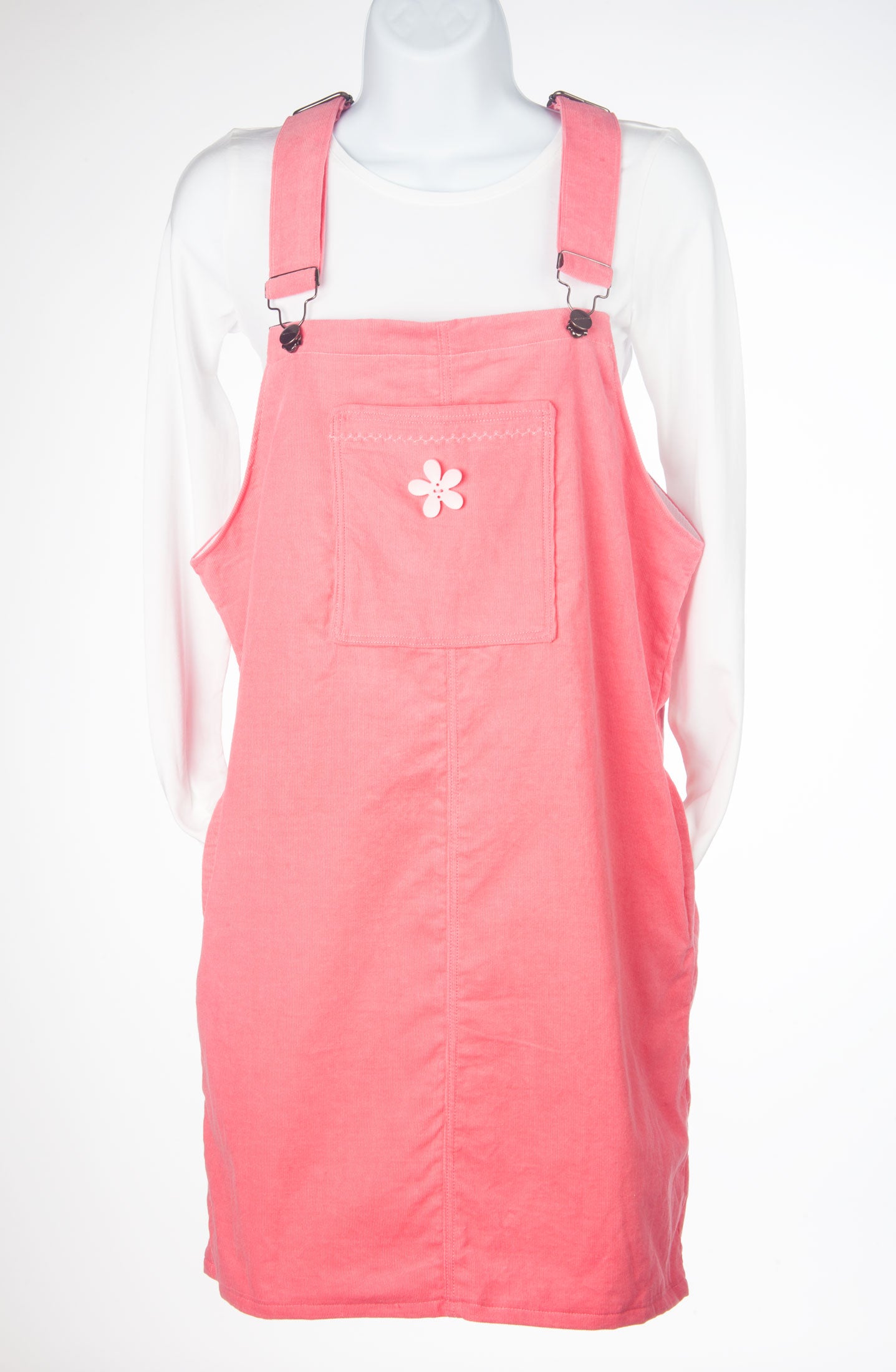 Robe salopette en velour côtelé rose pour femmes et filles - Adolescentes