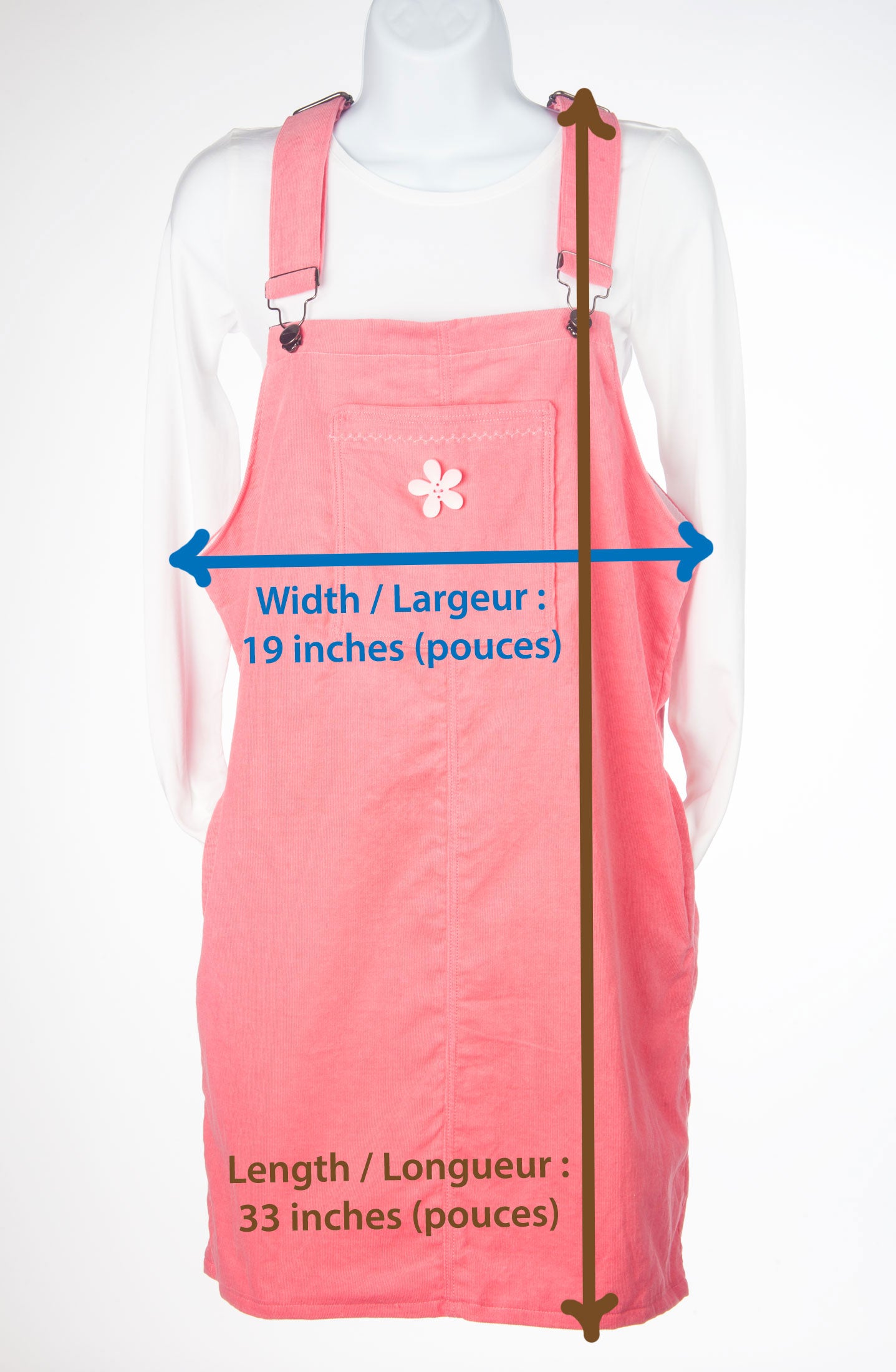Robe salopette en velour côtelé rose pour femmes et filles - Adolescentes