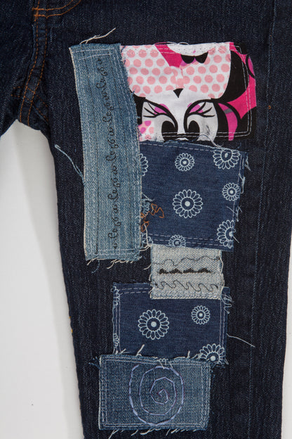 Upcycled Kids Jeans with patches - 9-10 years